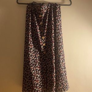 Button up long flowing floral skirt